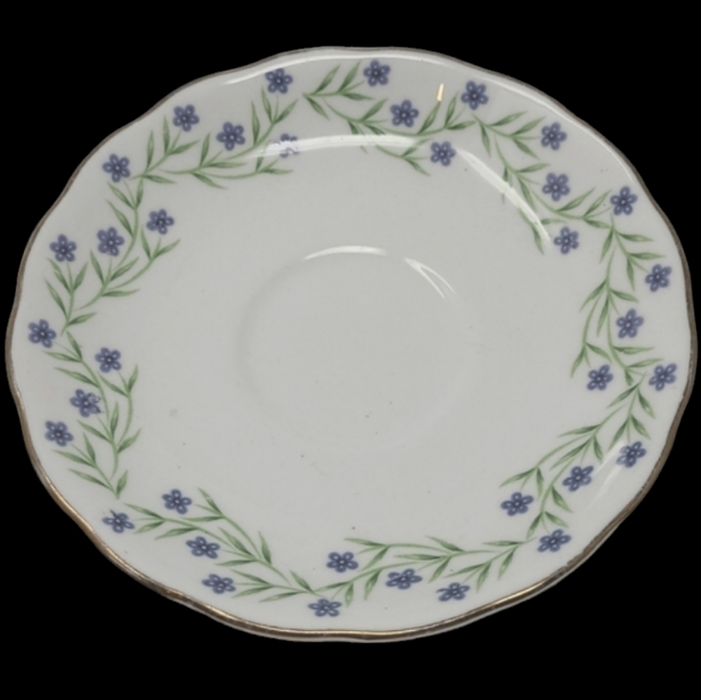 ROYAL VALE BONE CHINA MADE IN ENGLAND -BLUE FLOWERS SAUCER